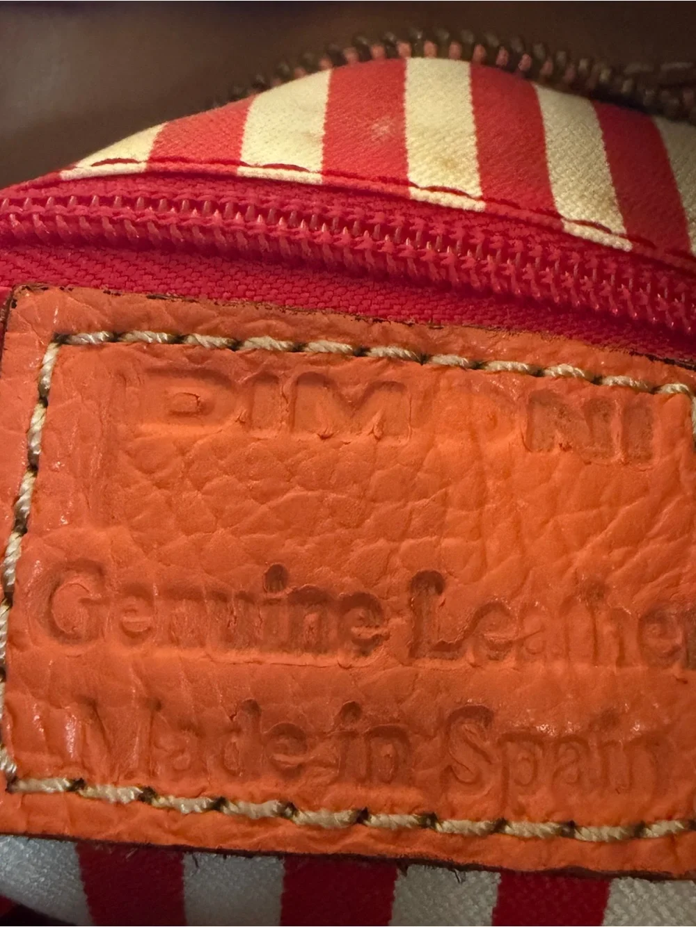 Dimoni Orange Leather Crossbody Bag with Tan Strap